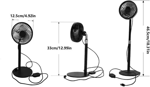 Alt view image 5 of 7 - Compact USB Desktop Fan 3 Speed Adjustable Height 33-46.5cm For Home