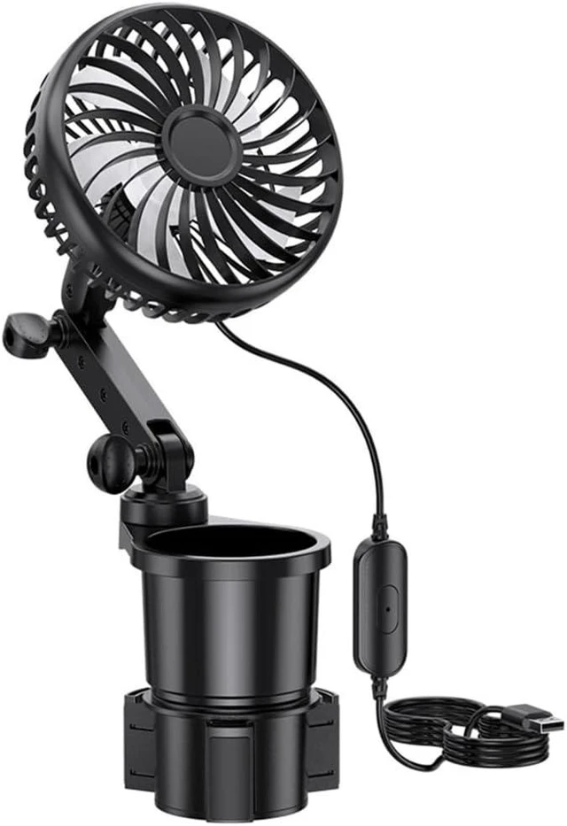 Main image of USB Fan Cup Holder Expander 360 Degree Swivels Car Cup Holder Fan 3 Wind Speets USB Power For Automotive Use