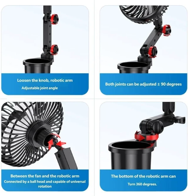 Alt view image 2 of 7 - USB Fan Cup Holder Expander 360 Degree Swivels Car Cup Holder Fan 3 Wind Speets USB Power For Automotive Use
