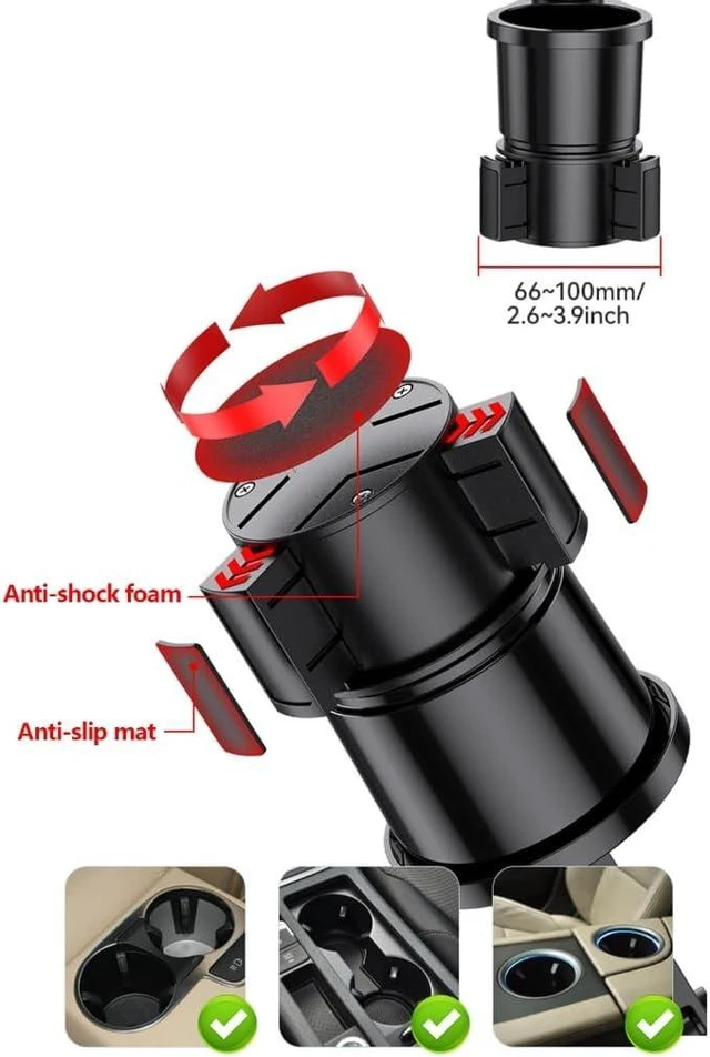 Alt view image 4 of 7 - USB Fan Cup Holder Expander 360 Degree Swivels Car Cup Holder Fan 3 Wind Speets USB Power For Automotive Use