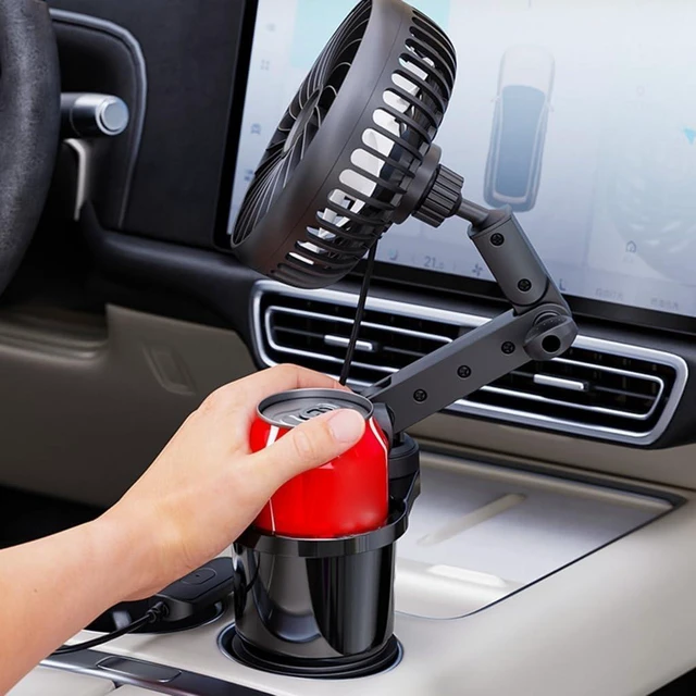 Alt view image 6 of 7 - USB Fan Cup Holder Expander 360 Degree Swivels Car Cup Holder Fan 3 Wind Speets USB Power For Automotive Use