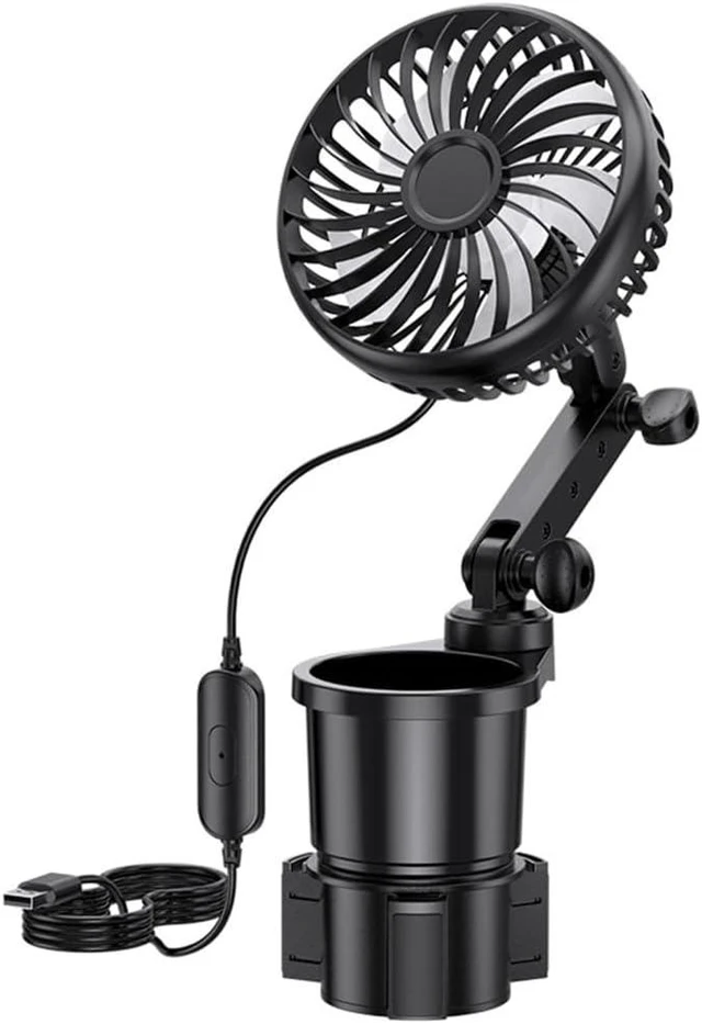 Alt view image 7 of 7 - USB Fan Cup Holder Expander 360 Degree Swivels Car Cup Holder Fan 3 Wind Speets USB Power For Automotive Use