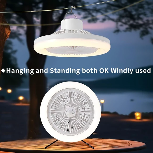 Alt view image 2 of 7 - 30W Type C Charging Fan Lamp 3 Adjustable Wind Modes Timer Feature For Bedroom Tent