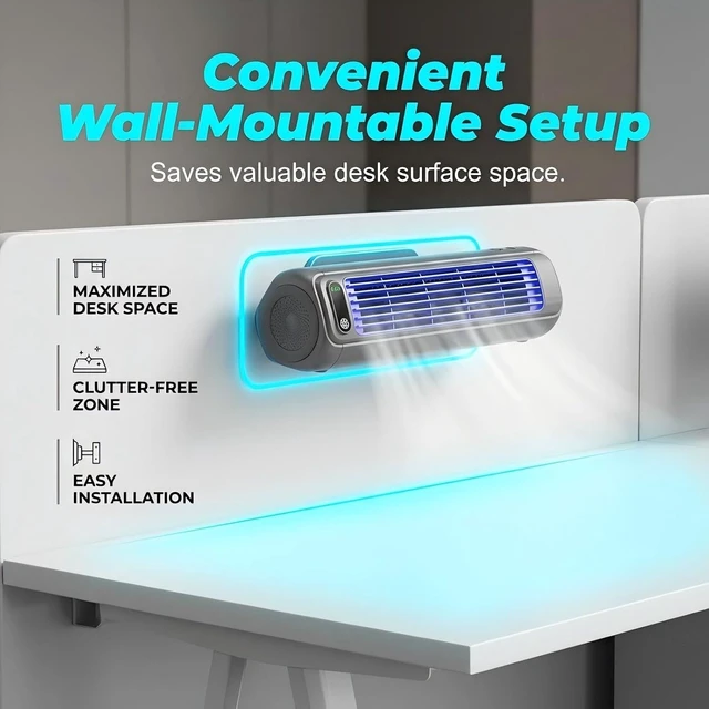 Alt view image 6 of 7 - Portable AC Fan with Evaporative Cooling - Rechargeable Battery Tower Fan, Ultra Quiet 3-Speed Personal Air Conditioner for Desk, Bedroom, Kitchen (White)