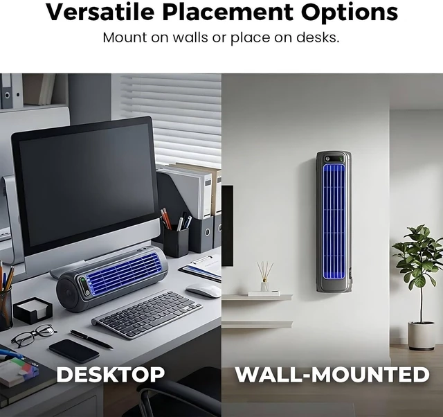 Alt view image 7 of 7 - Portable AC Fan with Evaporative Cooling - Rechargeable Battery Tower Fan, Ultra Quiet 3-Speed Personal Air Conditioner for Desk, Bedroom, Kitchen (White)