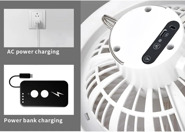 Alt view image 7 of 7 - 30W Type C Charging Fan Lamp 3 Adjustable Wind Modes Timer Feature For Bedroom Tent