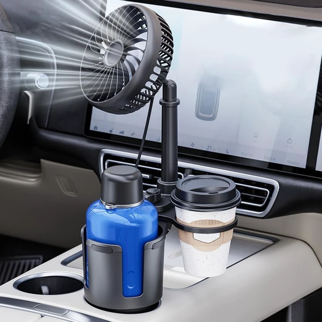 Alt view image 2 of 7 - Adjustable Car Cup Mount Fan With USB Power 3 Wind Speeds Flexible Neck For Trucks SUVs