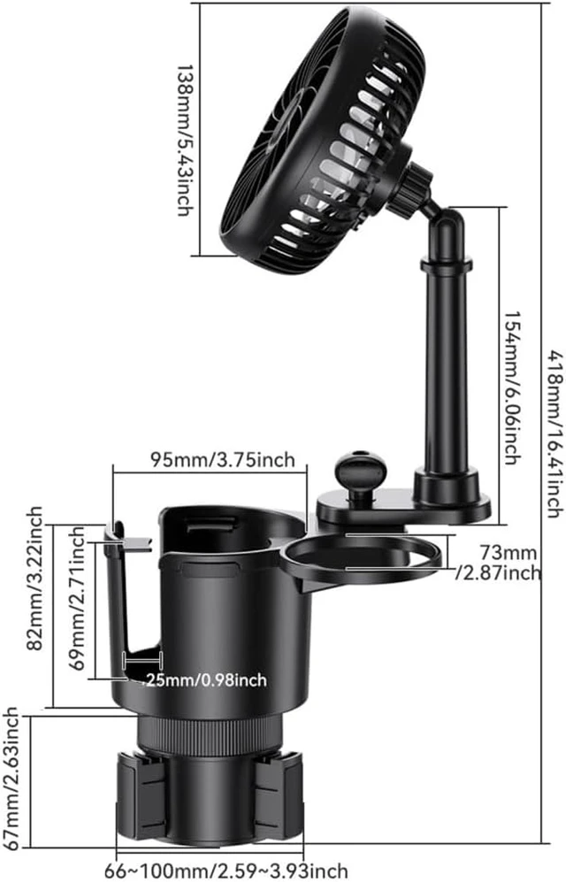 Alt view image 5 of 7 - Adjustable Car Cup Mount Fan With USB Power 3 Wind Speeds Flexible Neck For Trucks SUVs