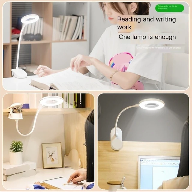 Alt view image 3 of 5 - Rechargeable LED Clip Lamp with Ring Light for Eye-Caring Study