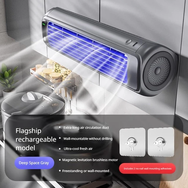 Alt view image 4 of 7 - Three Speed USB Rechargeable Bladeless Fan for Dorm Apartment Home