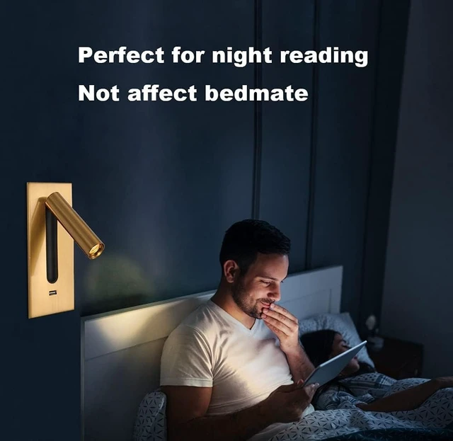 Alt view image 3 of 7 - Bedside wall lamp, USB Interface, 3000K Color Temperature.