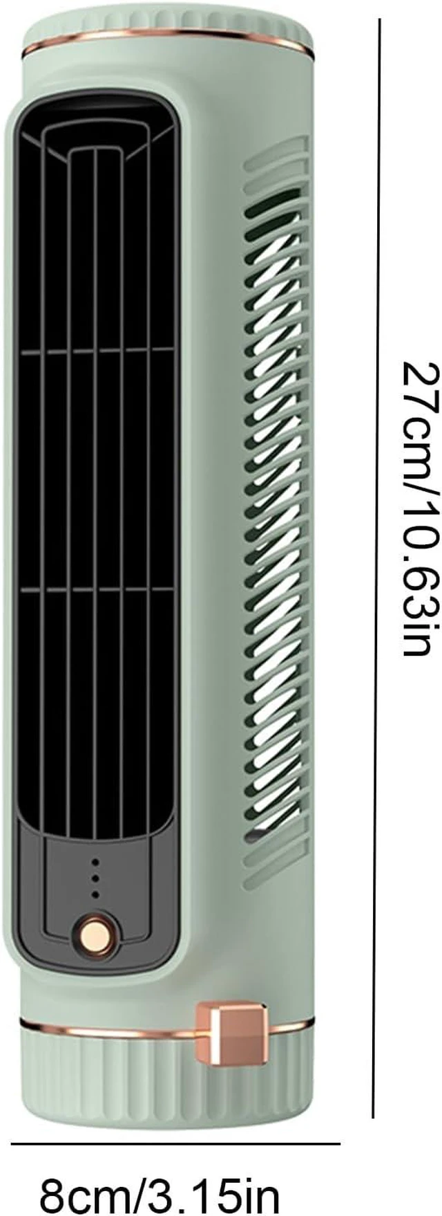 Alt view image 6 of 7 - Portable Tower Fan with 3 Speeds - Rechargeable USB Desktop Cooler (Green)