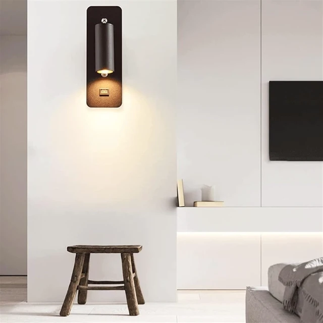 Alt view image 7 of 7 - Wall, LED Bedside Reading Light, Rotatable Indoor Spotlight, Wall Lamp with USB Charging Port, Push Button Switch, 7W Wall Mounted Light for Bedroom Living Room Hotel Hallway
