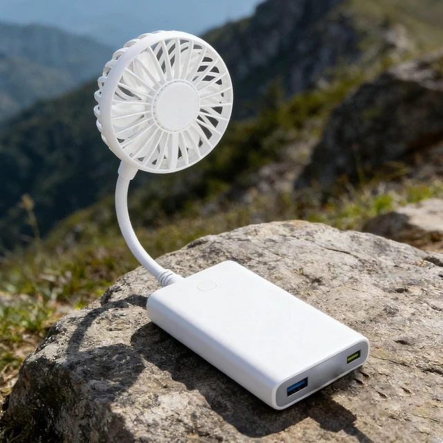 Alt view image 3 of 7 - Mini USB Fan 360° Adjustable Portable Personal Fan for Power Bank Laptop PC