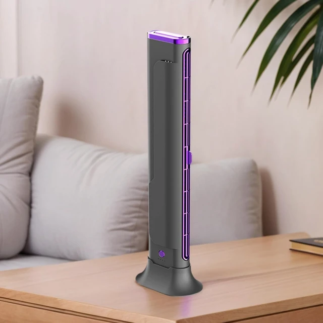 Alt view image 3 of 7 - USB Charging Bladeless Tower Fan (Purple) Portable Desktop Silent, Low