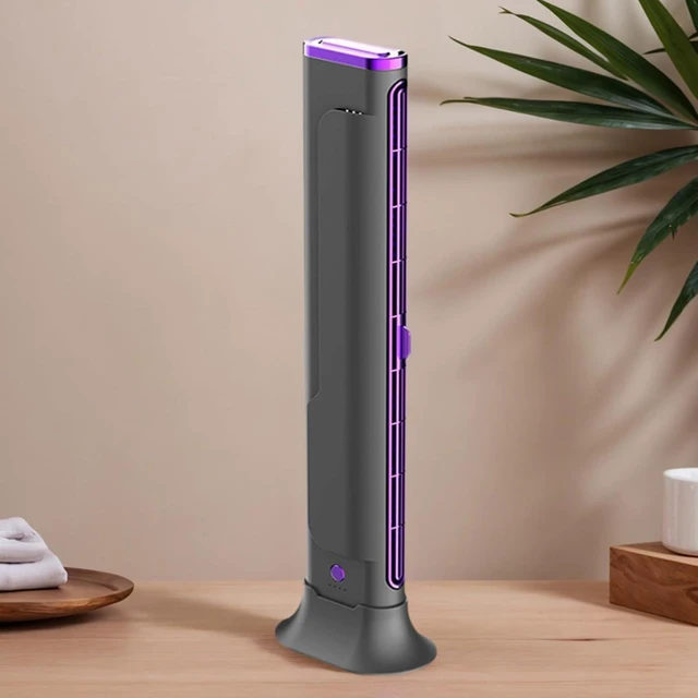 Alt view image 5 of 7 - USB Charging Bladeless Tower Fan (Purple) Portable Desktop Silent, Low