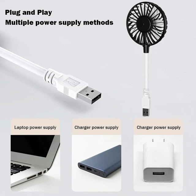 Alt view image 6 of 7 - Mini USB Fan 360 Degree Adjustable Small Personal Fan for Power Bank