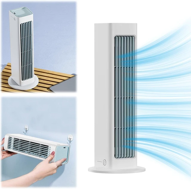 Alt view image 2 of 7 - Portable Cooling Air Fan with 3-Speed, Wall Mount/Tower, Low Noise, USB
