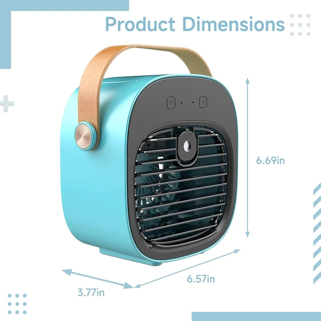 Alt view image 2 of 4 - Portable Mini USB Rechargeable Fan, Silent Desktop Fan with Adjustable Wind Speed, Handheld Cooler for Office and Home Use, 4000 mAh Battery, Micro-USB Charging Cable Included, Blue