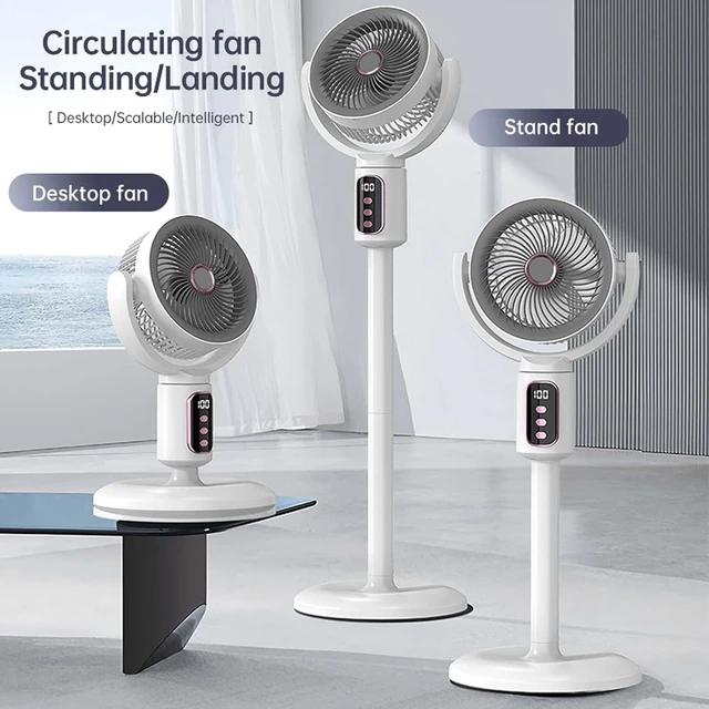 Alt view image 2 of 7 - USB Rechargeable Floor Fan Quiet Brushless Motor Air CirculatorWhite