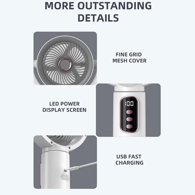 Alt view image 5 of 7 - USB Rechargeable Floor Fan Quiet Brushless Motor Air CirculatorWhite