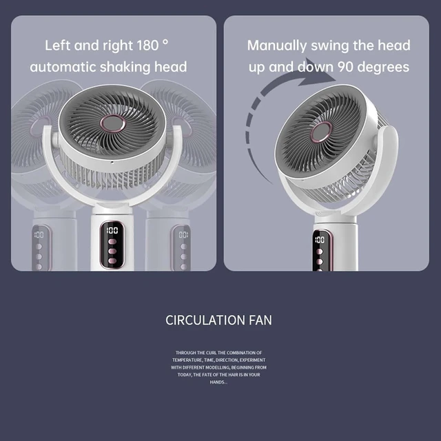 Alt view image 7 of 7 - USB Rechargeable Floor Fan Quiet Brushless Motor Air CirculatorWhite