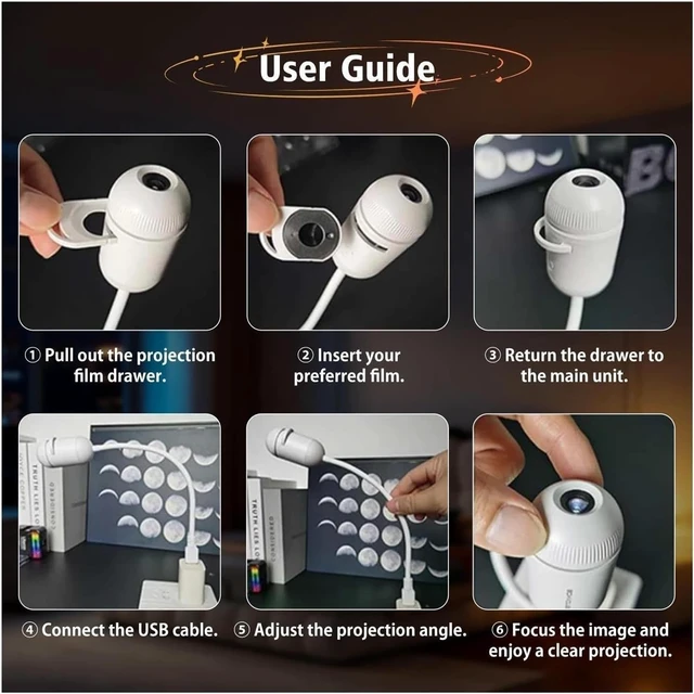 Alt view image 6 of 6 - Ambient Projector Light, Adjustable Focus Distance Night Lighting