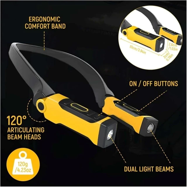 Alt view image 2 of 6 - MUSM Hands-Free Rechargeable Neck Reading Light with Bendable Arms, 2 Brightness Levels for Book Lovers