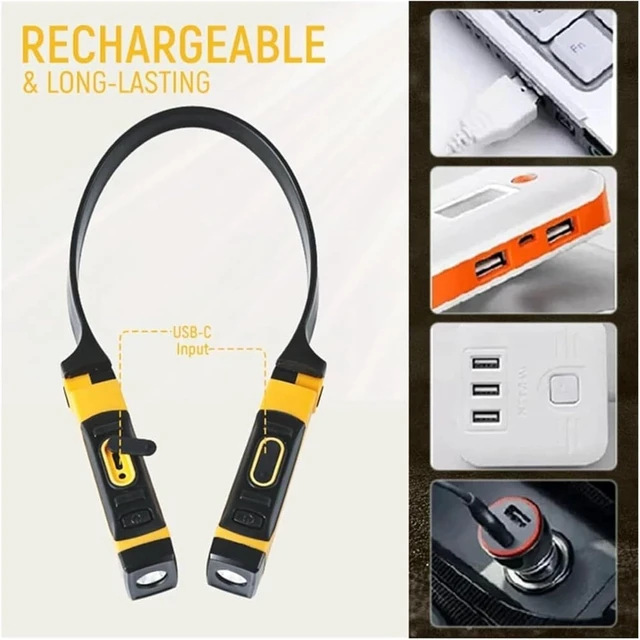 Alt view image 5 of 6 - MUSM Hands-Free Rechargeable Neck Reading Light with Bendable Arms, 2 Brightness Levels for Book Lovers