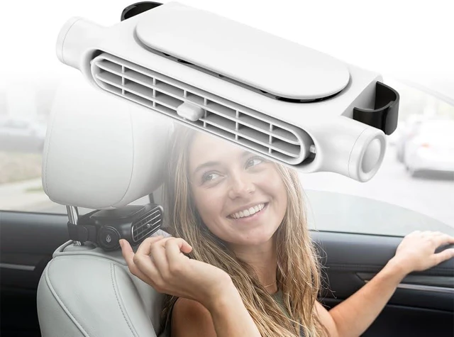 Main image of USB Powered Car Seat Fan 3-Speed Quiet Vehicle Cooling Fan (White,1)