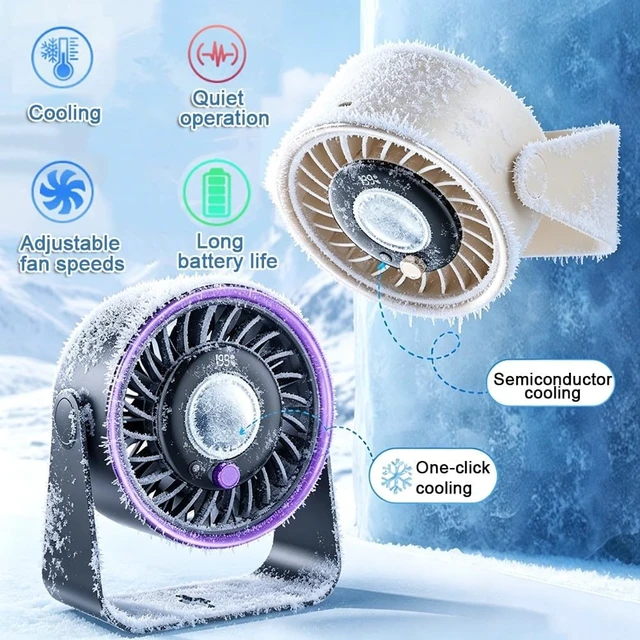 Alt view image 4 of 7 - Quiet Small Desk Fan - USB Fast Charging Portable Fan for Home, Wall-Mountable, Digital Speed Display, Ideal for Outdoor Camping and Indoor Use