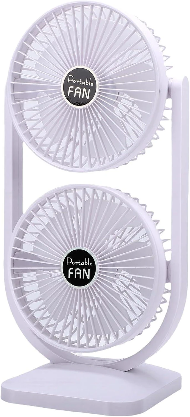 Alt view image 4 of 7 - Walfront Dual Head Desk Fan, ABS USB Rechargeable Portable Fan with 3000mAh