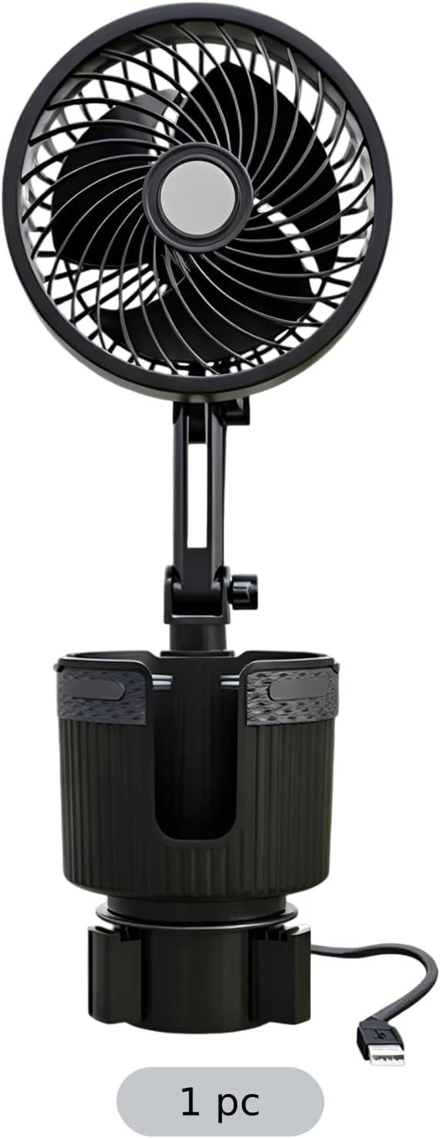 Alt view image 5 of 5 - 2-in-1 Car Cooling Fan, 6 in / 15.2 cm USB Powered with Cup Holder, Telescopic Rotating Mount with Adjustable Base, 5V Universal Vehicle Fan for Cars, Trucks, SUVs