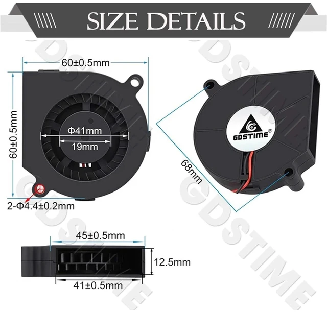 Alt view image 5 of 5 - 6015 60×60×15mm USB Brushless Blower Fan(2PCS,5V Sleeve USB)