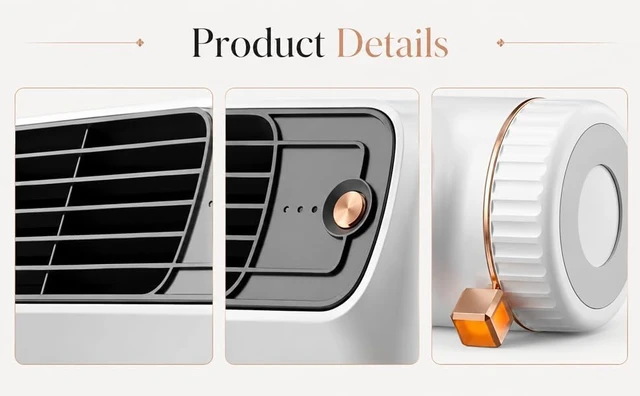 Alt view image 2 of 5 - Portable Fan, Personal Tower Fan with Vortex Cross Flow Tech for Quiet Cooling, 3 Speed Rechargeable Desk Fan with 360° Rotation and Safety Grille for Bedroom, Office, Small Desktop Spaces