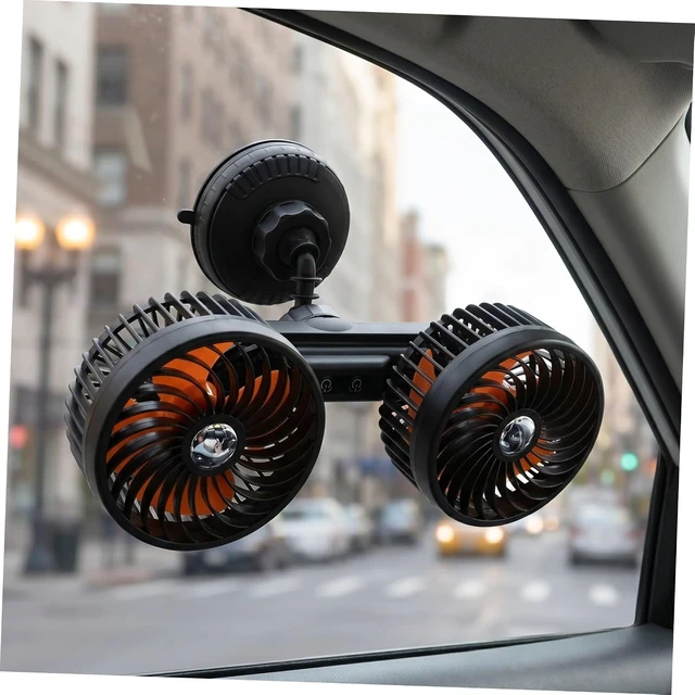 Alt view image 5 of 7 - GALPADA Suction Cup Mount Car Cooling Fan Dual Head 360° Rotating 3-speed