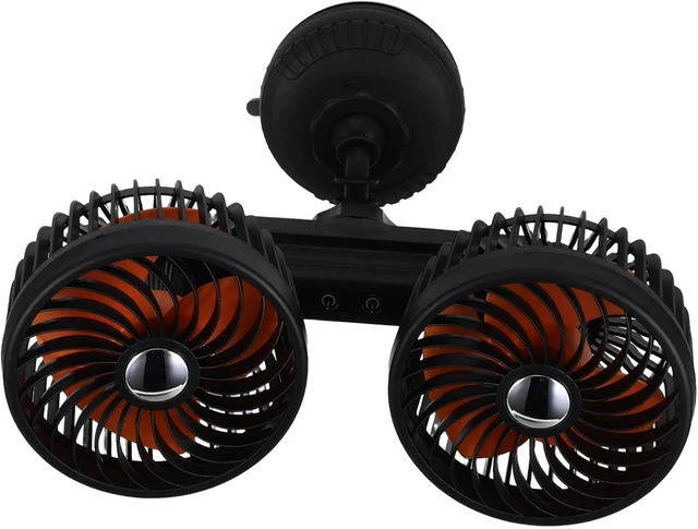 Main image of Beaupretty Electric Double Head Car Ventilation Fan 360° Rotatable Black