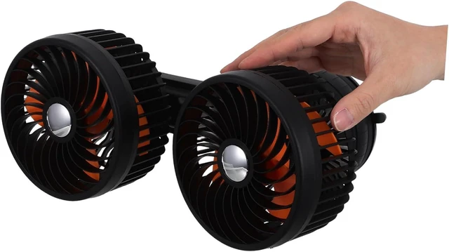 Alt view image 4 of 7 - Beaupretty Electric Double Head Car Ventilation Fan 360° Rotatable Black