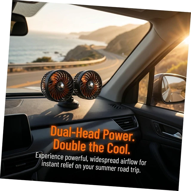 Alt view image 3 of 7 - VICASKY Dual Head Suction Cup Fan for Car Dashboard and Window
