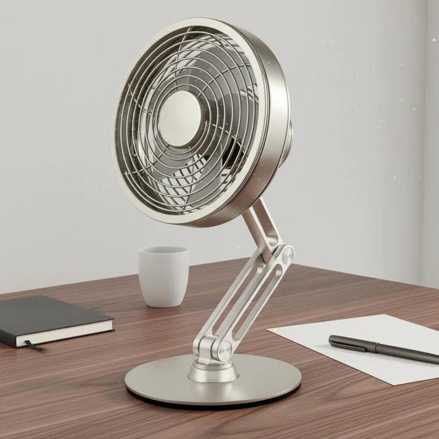 Alt view image 4 of 6 - Usb Rechargeable Fan Desk Fan Table Fan Portable Fan Quiet Performance Foldable Stand Tilting Head suitable for workplace cubicles home libraries, Silver, 5 Inch
