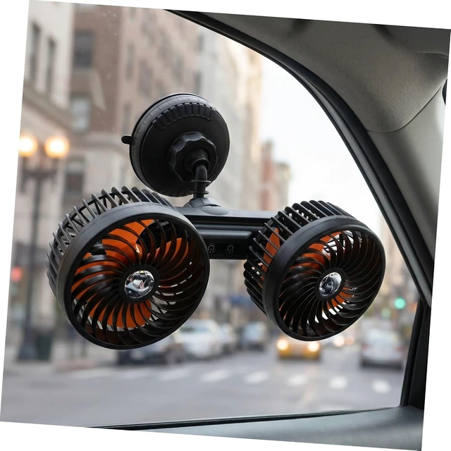 Alt view image 5 of 7 - Veemoon Double Head Car Ventilation Fan 4000mah Rechargeable USB Powered