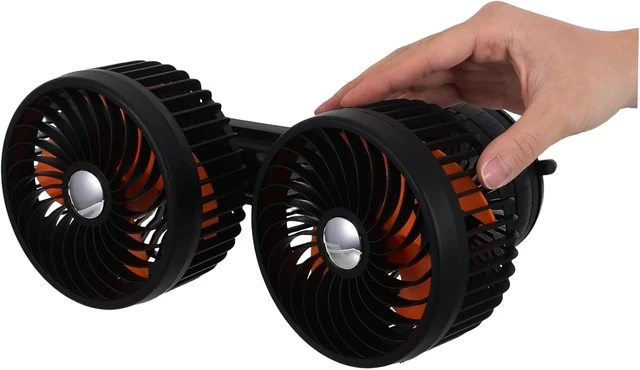 Alt view image 4 of 7 - Veemoon Double Head Car Ventilation Fan 4000mah Rechargeable USB Powered