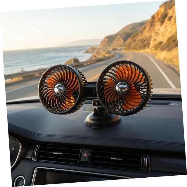 Alt view image 6 of 7 - Veemoon Double Head Car Ventilation Fan 4000mah Rechargeable USB Powered