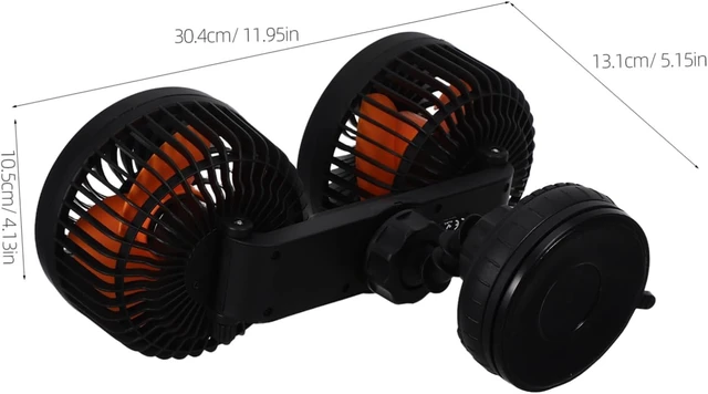 Alt view image 2 of 7 - Veemoon Double Head Car Ventilation Fan 4000mah Rechargeable USB Powered