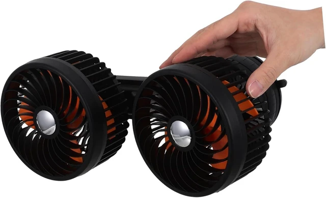 Alt view image 4 of 7 - ULTECHNOVO Dual-head Car Ventilation Fan 4000mah Rechargeable Black Abs