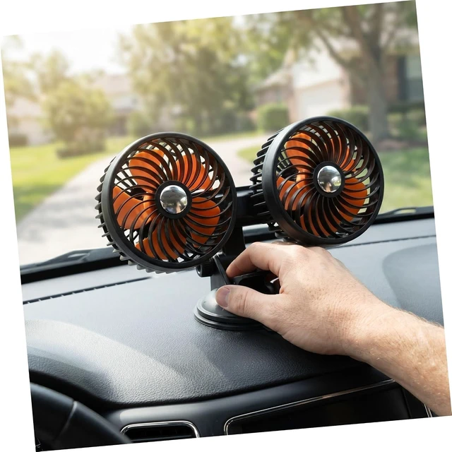 Alt view image 7 of 7 - VICASKY Dual Head Suction Cup Fan for Car Dashboard and Window