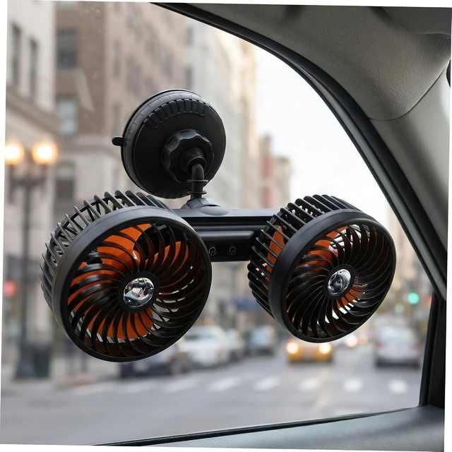Alt view image 7 of 7 - ULTECHNOVO Dual-head Car Ventilation Fan 4000mah Rechargeable Black Abs