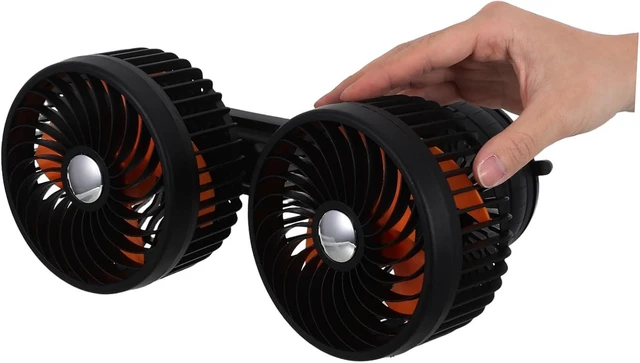 Alt view image 4 of 7 - GALPADA Suction Cup Mount Car Cooling Fan Dual Head 360° Rotating 3-speed