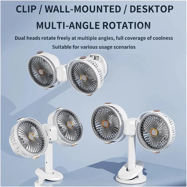 Alt view image 6 of 7 - Dual-Head Fan for Desk & Wall