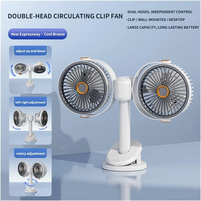 Alt view image 2 of 7 - Dual-Head Fan for Desk & Wall